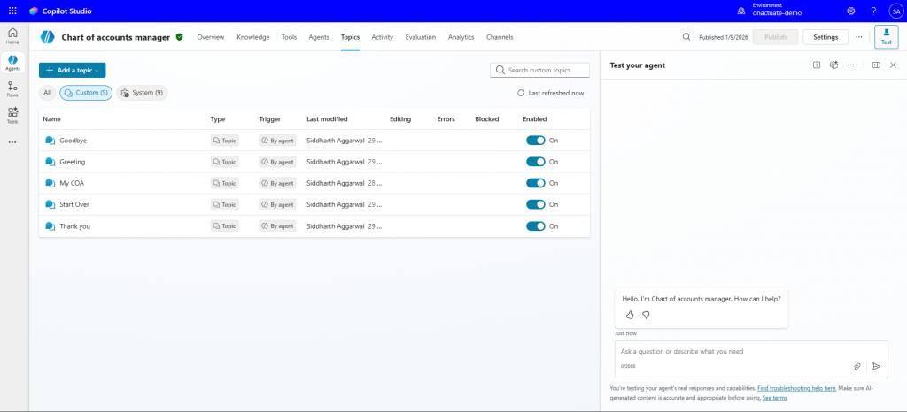 Custom Chart of Accounts Agent Set-Up 2