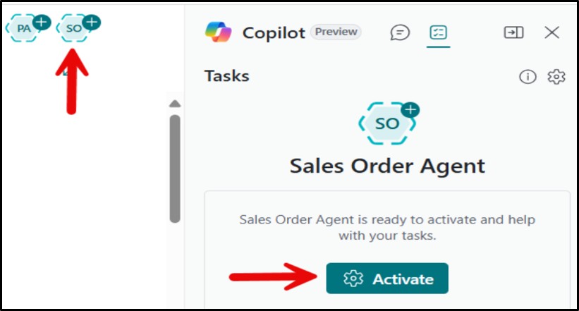 activate sales order agent in business central